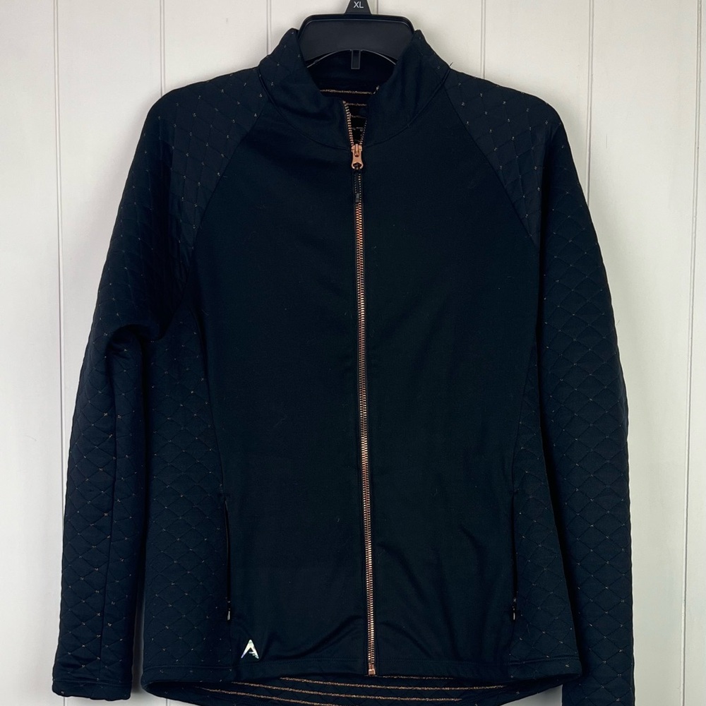 Antigua Black and Rose Gold Quilted Jacket with Copper Zipper